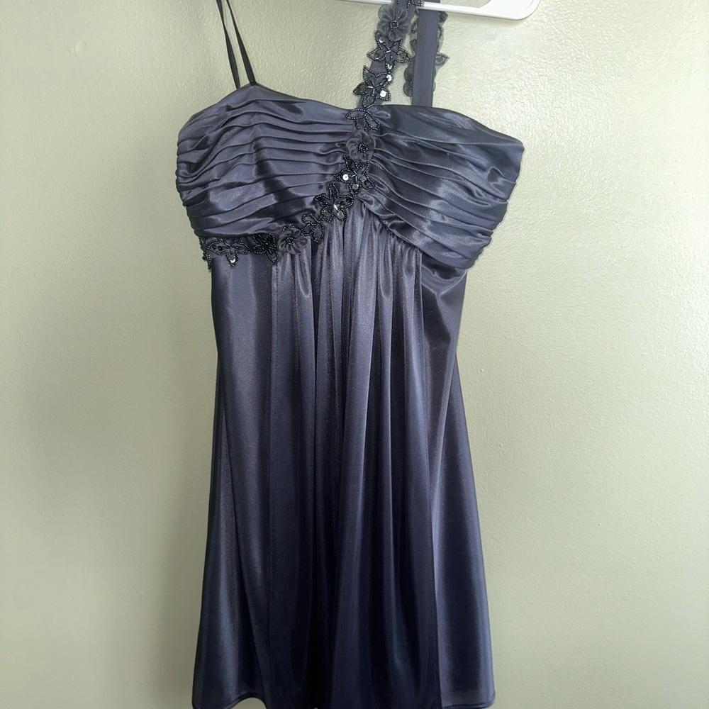 Elegant Dark Pewter One-Shoulder Dress